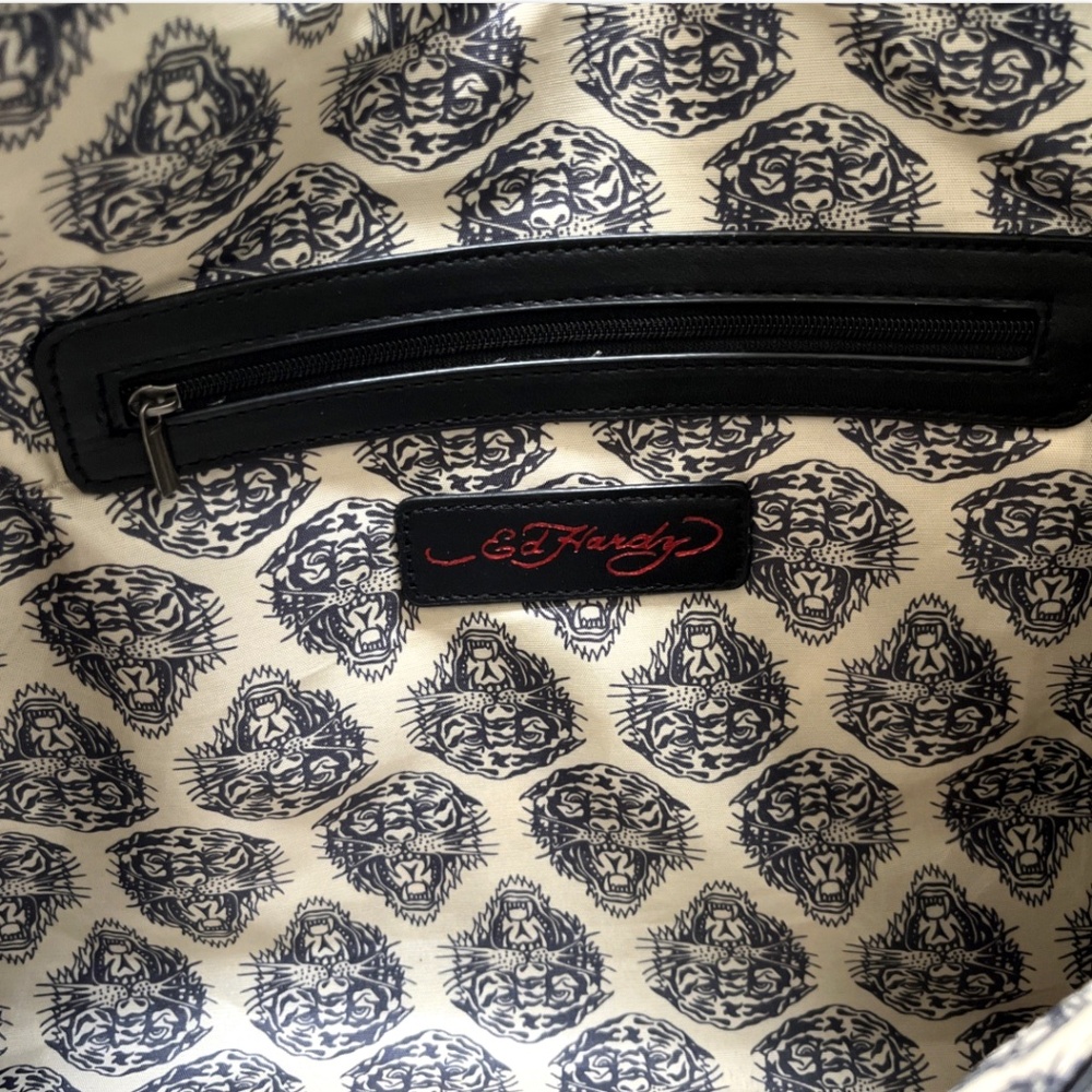 Ed Hardy Multicolor Floral & Horse Hobo Bag with Black Trim - Picture 8 of 8